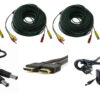 Kit accessories surveillance systems for four rooms, ready plugged cables, HDMI cable, power supply, splitter [36099]