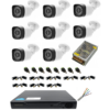 Complete eight surveillance cameras outside FULL HD 20m IR, 8 channel DVR accessories [72595]