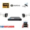 Professional video surveillance kit 2 cameras 2MP 1080P full hd, IR 20m, DVR 4 channels ROV504 5MP-N on AHD technology, live video feed [69007]