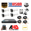 Video surveillance system 4 outdoor cameras 2MP 1080P FULL HD IR20m, DVR, HDD 500 GB, full accessories [71163]