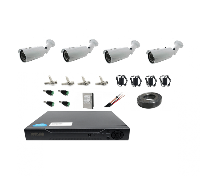 Dental representative dealer Complete four surveillance cameras Sony HD CCD Outdoor 40m IR varifocal  lens, 4 channel DVR accessories + 1TB hard - Rovision