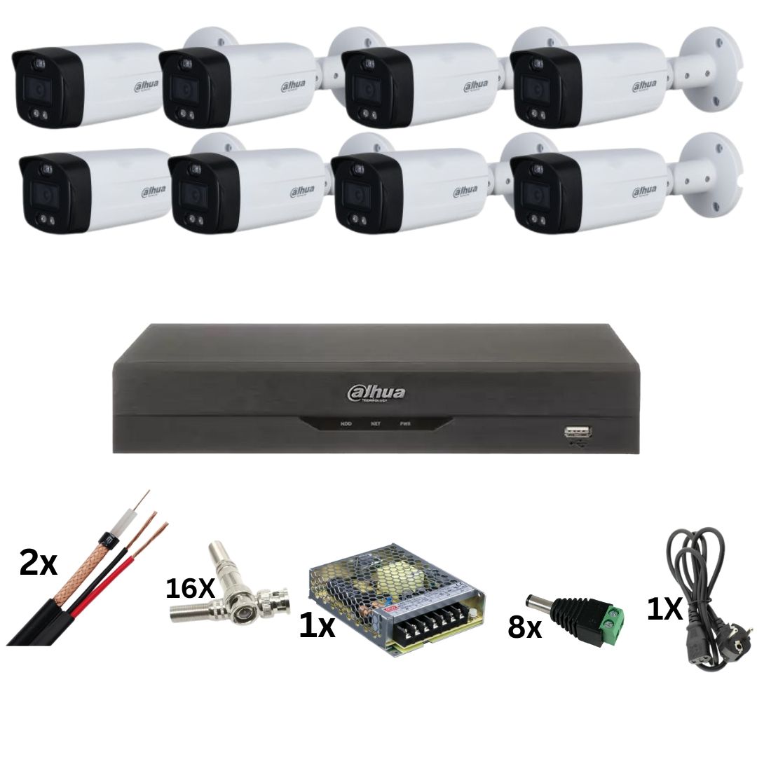 8 Cameras Surveillance kit,ColorVu, 8MP , 40M color light, 3.6mm lens, Strobe alarm, 8-channel 4k DVR, accessories