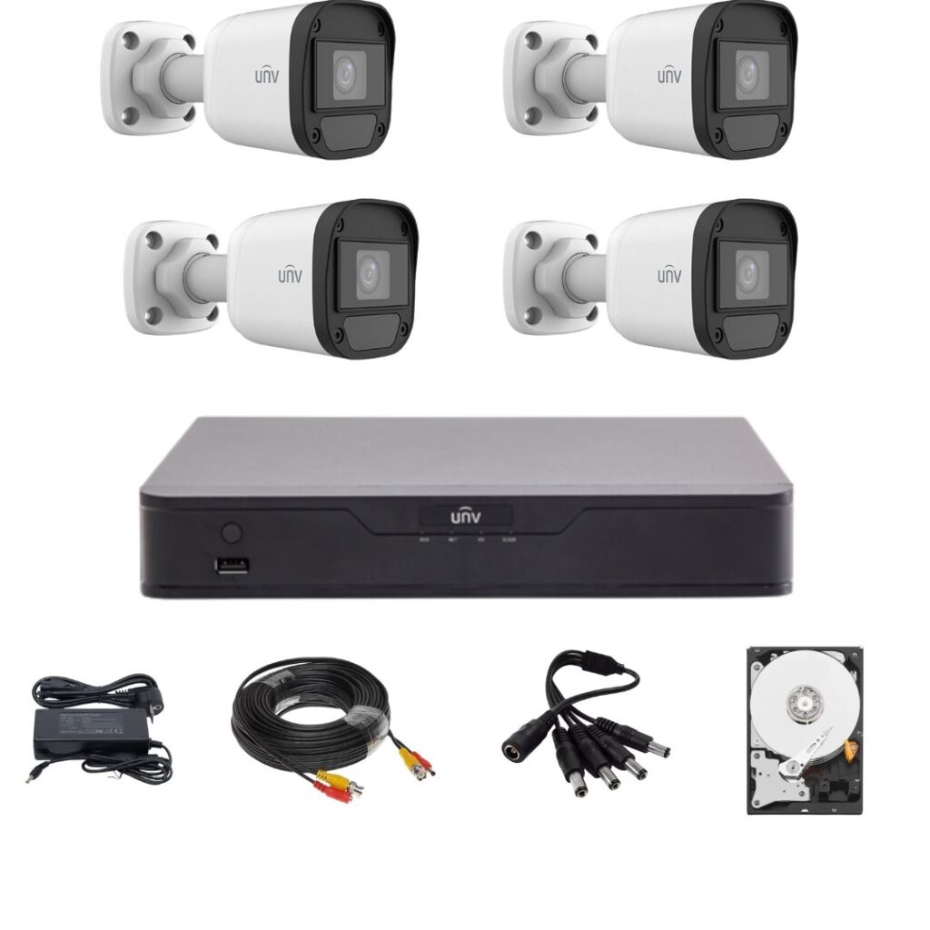 Uniview surveillance system with 4 cameras 5 Megapixels Infrared 20M ...