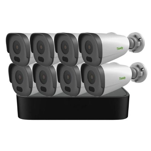 Tiandy IP PoE Surveillance System, 8 2MP IR 50m Microfon Cameras, 8 Channel PoE 6MP NVR