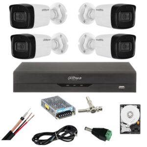 4 Camera 5 Megapixel Infrared 80m Surveillance System with 2.8mm Lens, Microphone, 4 Channel 5 Megapixel DVR, 1TB Hard Drive, and Accessories