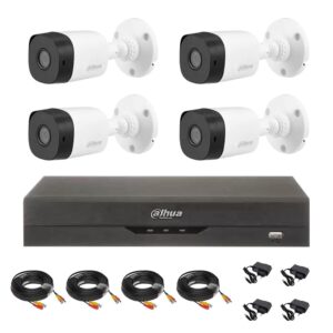 Dahua Surveillance System  4 Cameras 2MP Full HD, 3.6 mm, IR 20 m, 4-Channel 5MP Pentabrid DVR, Accessories