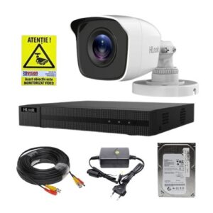 Hikvision HiLook Analog Surveillance System  1 Camera 2MP, 2.8 mm Lens, IR 20 m, 4-Channel 4MP DVR, 500 GB Hard Drive, Accessories