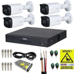 Dahua Surveillance Kit  4 Cameras, 2MP, IR 40m, 2.8mm Lens, IP67, 4-Channel 5MP DVR, Mounting Accessories + Rovision Sticker