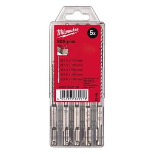 Set of 5 SDS-PLUS M2 drill bits, 5.5x110, 5.5x160, 6x160, 7x160, 8x160 - Milwaukee MLWK-4932352834
