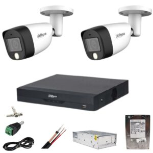 Dahua 2-Camera 5MP Dual Light Surveillance Kit  IR 20m / White Light 20m, 4-Channel DVR, Accessories and 500GB HDD Included