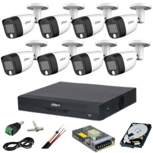 aDahua 8-Camera 5MP Dual Light Surveillance Kit  IR 20m / White Light 20m, 8-Channel DVR, Accessories, 2TB HDD Included