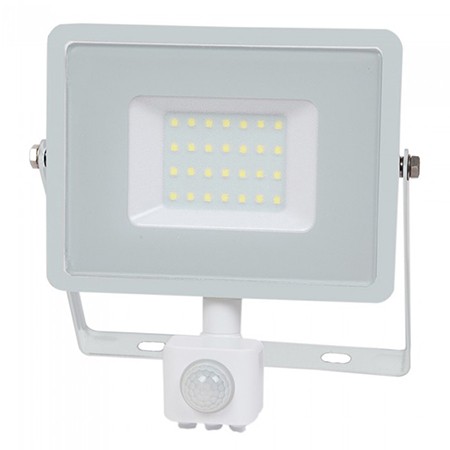 SMD LED Floodlight, 30W, 6400K, IP44, with motion sensor, white, SKU-459