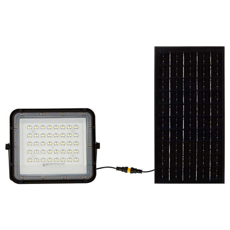 Solar-Powered Floodlight, 10W, 800 lm, 6400K, black, SKU-7823
