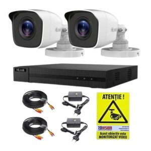 Analog Surveillance System Hikvision HiLook, 2 × 2MP Cameras, 2.8mm Lens, IR 20m, 4-Channel 4MP DVR, Accessories