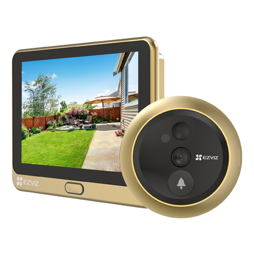 Smart electronic viewfinder, Wi-Fi, FullHD, 4.3 inch monitor, doorbell, 4600mAh battery, Gold - EZVIZ CS-DP2C-Golden