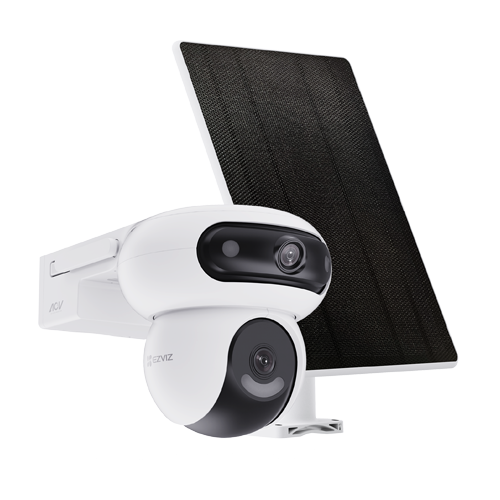 IP PT Dual-Lens Camera 4MP + 8W Solar Panel, Wi-Fi 6, 10,400 mAh Battery, Audio, 35M IR - EZVIZ CS-HB90/SP(2x4MP)